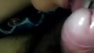 Jaipur bhabi teasing hubby’s cock with tongue, hubby holding her cute boobies