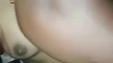 Horny naughty Desi girl exposes breast on camera with XXX lover in bed