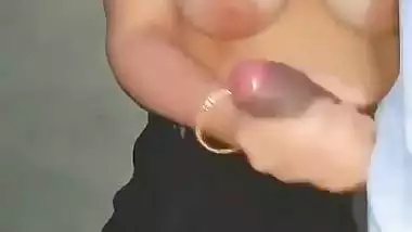 Sexy Bhabhi catches her Devar jerking and gives a handjob