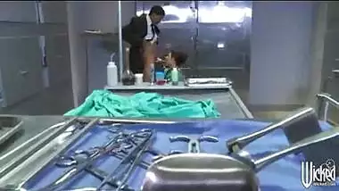 HOT brunette doctor India Summer sucks and fucks big-dick at work