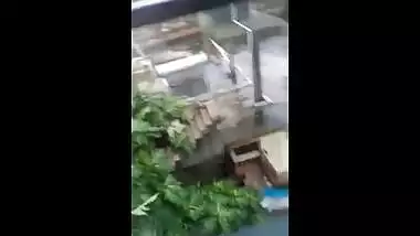 Horny pair have a fun a romantic oral sex on their balcony