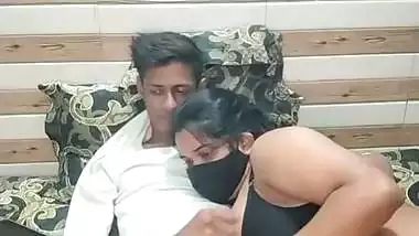 Masked housewife blowjob to husband and romance