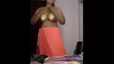 Plump babe with big Desi XXX boobs touches her sex pussy on camera