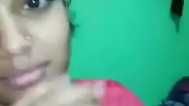Female in a pink sari allows Indian man to touch her XXX boobs