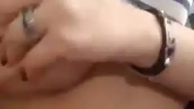 Attractive girl shows big boobs and pussy to boyfriend