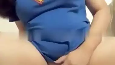 Big boobs super girl fingers her shaved pussy