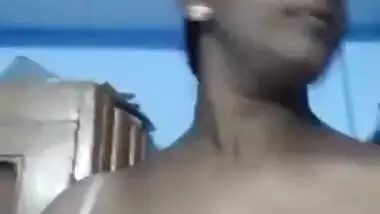 Man is out but camera is on so Indian woman can show off XXX titties