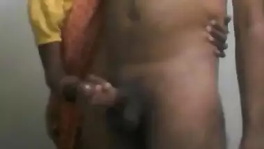 Sful Indian wife strokes husband's dick till orgasm in porn video