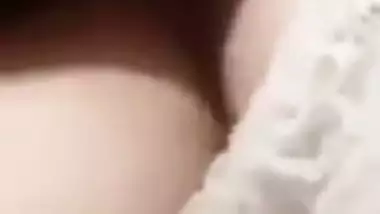 Cute expression during topless boobs show by Indian girl