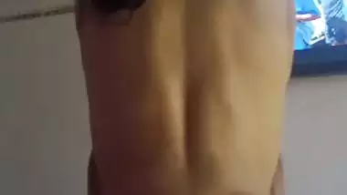 Girl in the reverse cowgirl position in the Tamil sex video